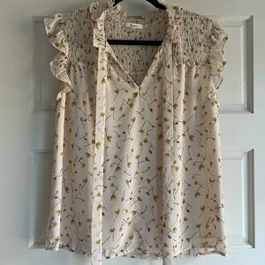 Floral Smocked Blouse - Cream